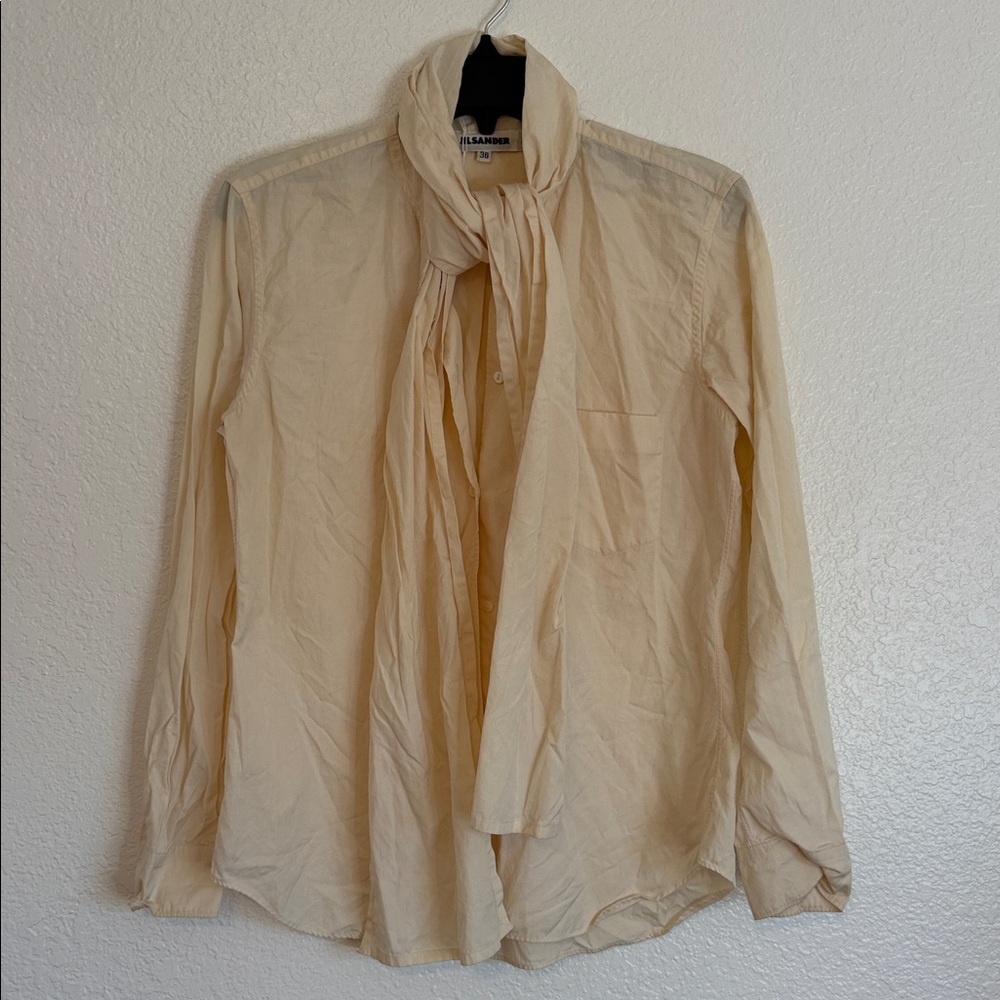 JILL SANDWR Cream Long Sleeve Blouse with Scarf 36